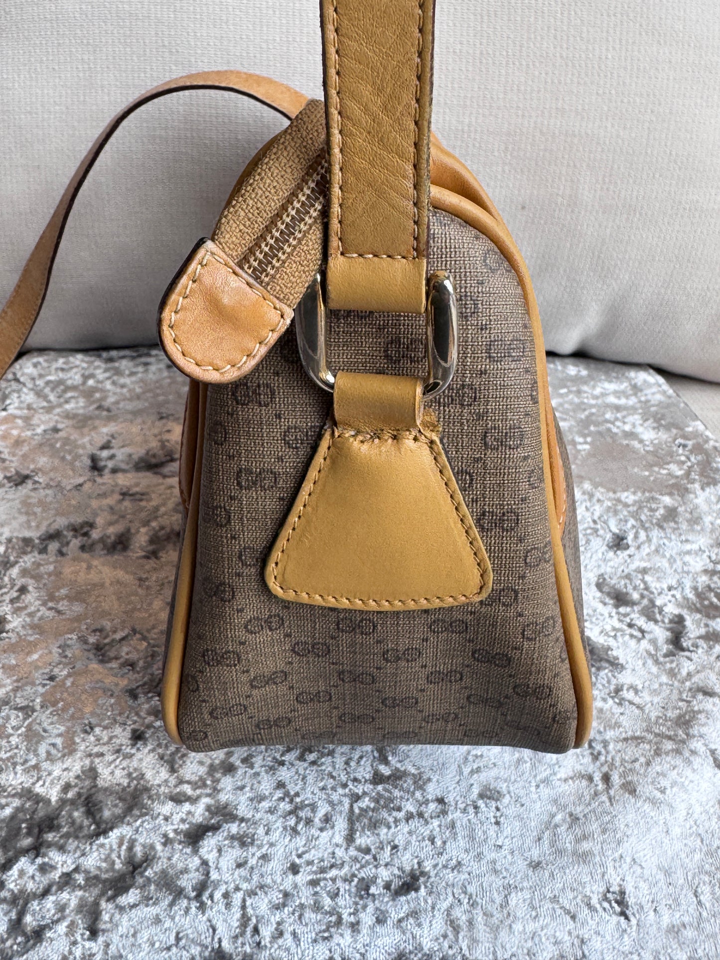 GUCCI Vintage Tan Micro GG Monogram Crossbody