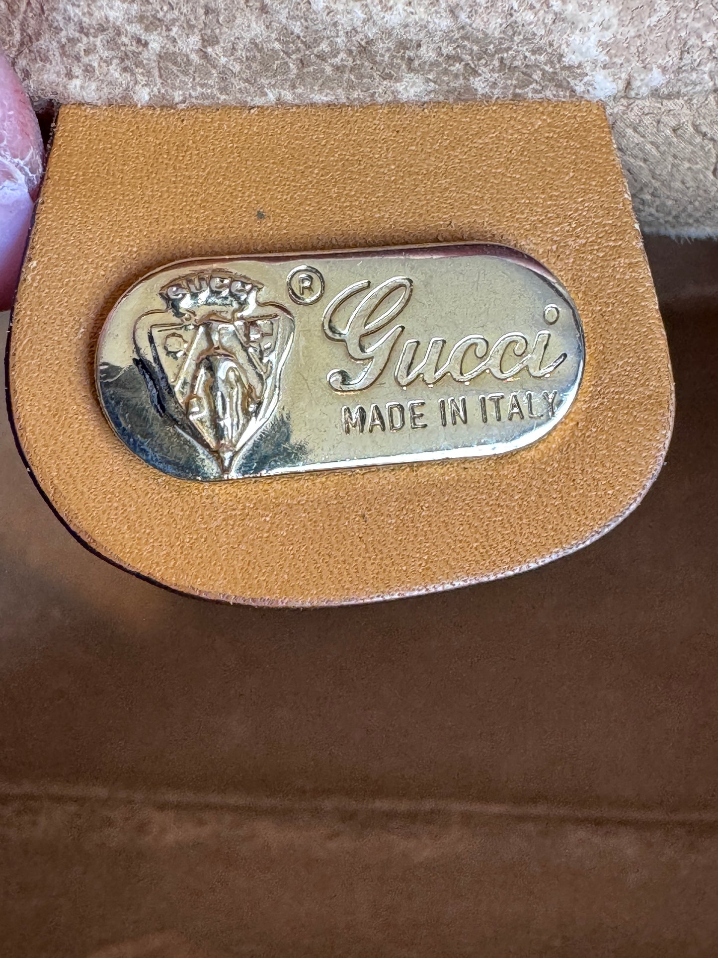 GUCCI Vintage Tan Micro GG Monogram Crossbody