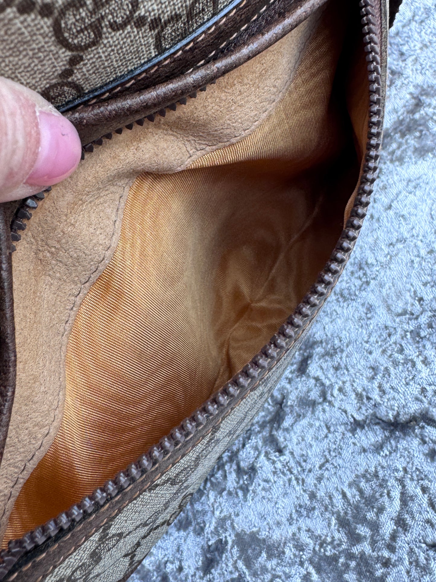 GUCCI Vintage Dk Brown GG Monogram Shoulder Bag