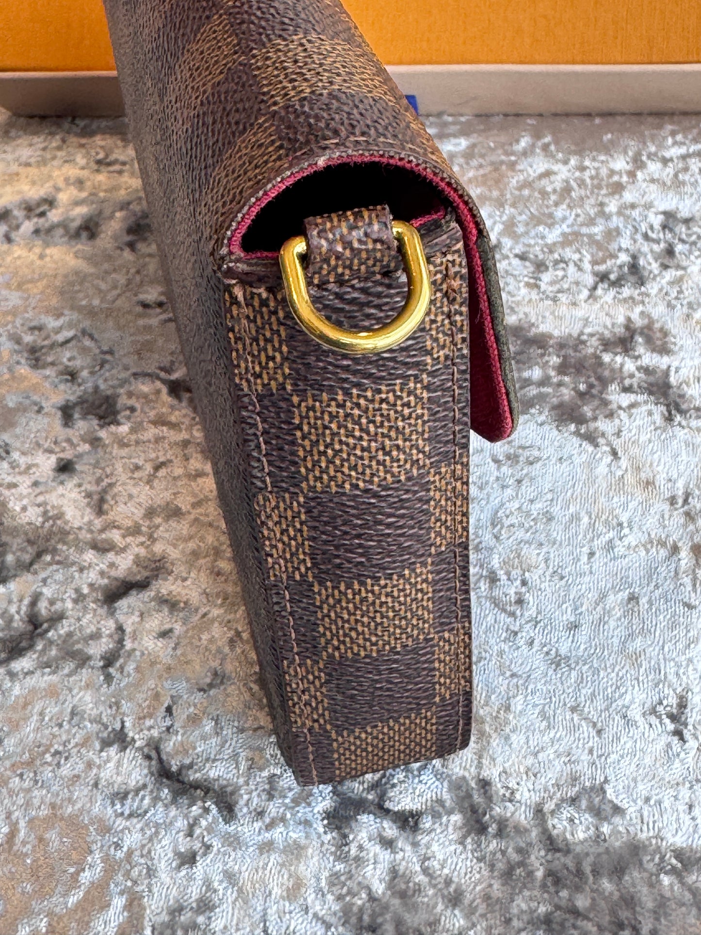 Louis Vuitton Felicie Pochette Damier Ebene Crossbody Brown/Red