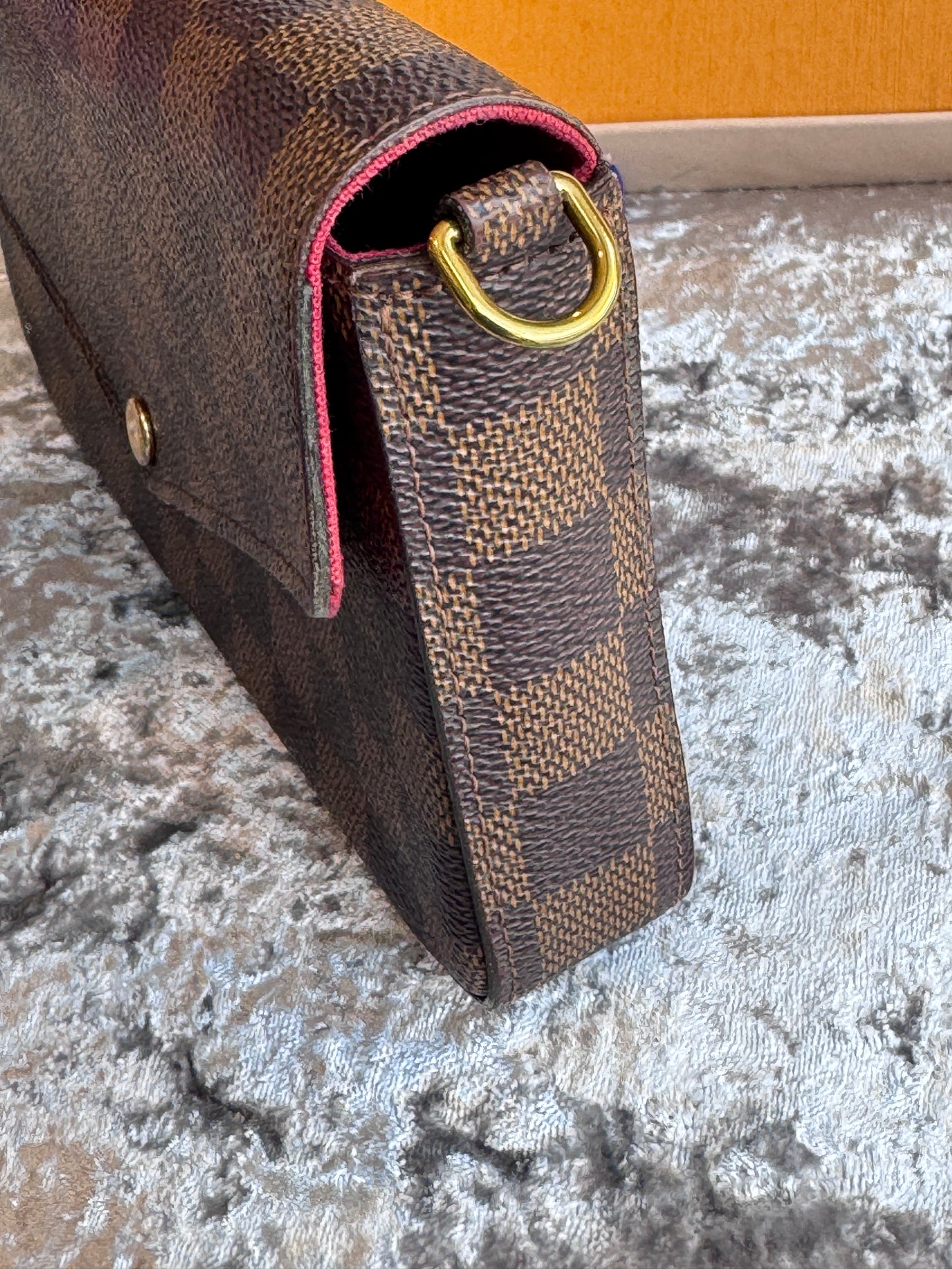 Louis Vuitton Felicie Pochette Damier Ebene Crossbody Brown/Red