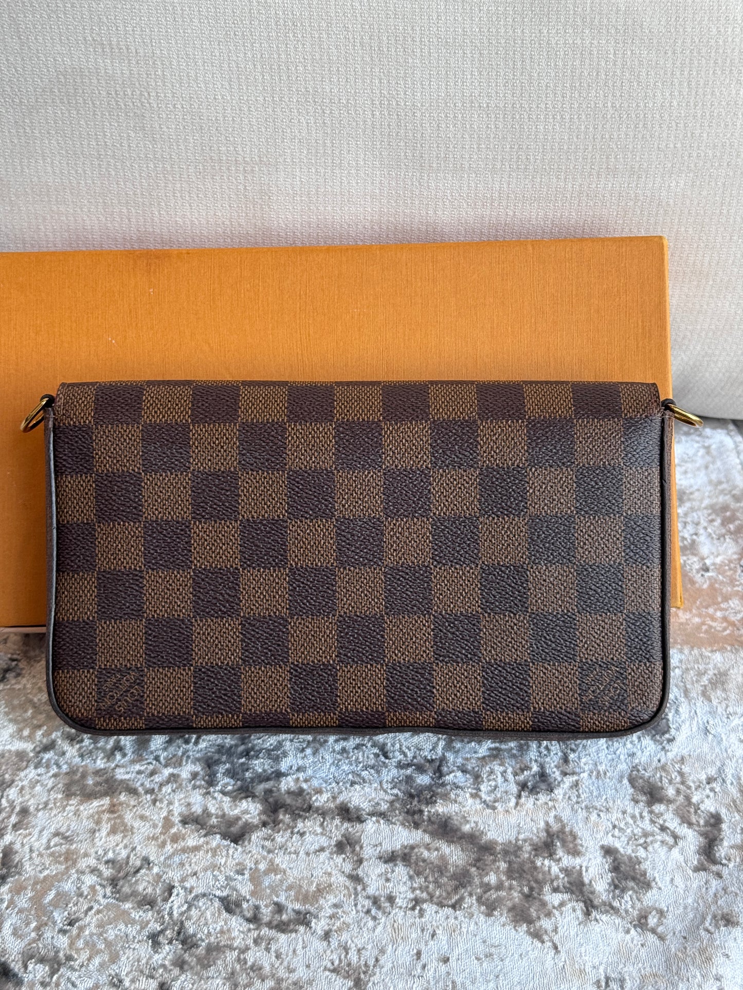 Louis Vuitton Felicie Pochette Damier Ebene Crossbody Brown/Red