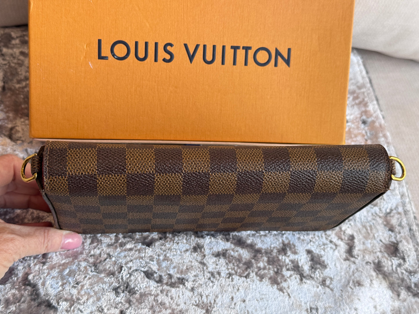 Louis Vuitton Felicie Pochette Damier Ebene Crossbody Brown/Red