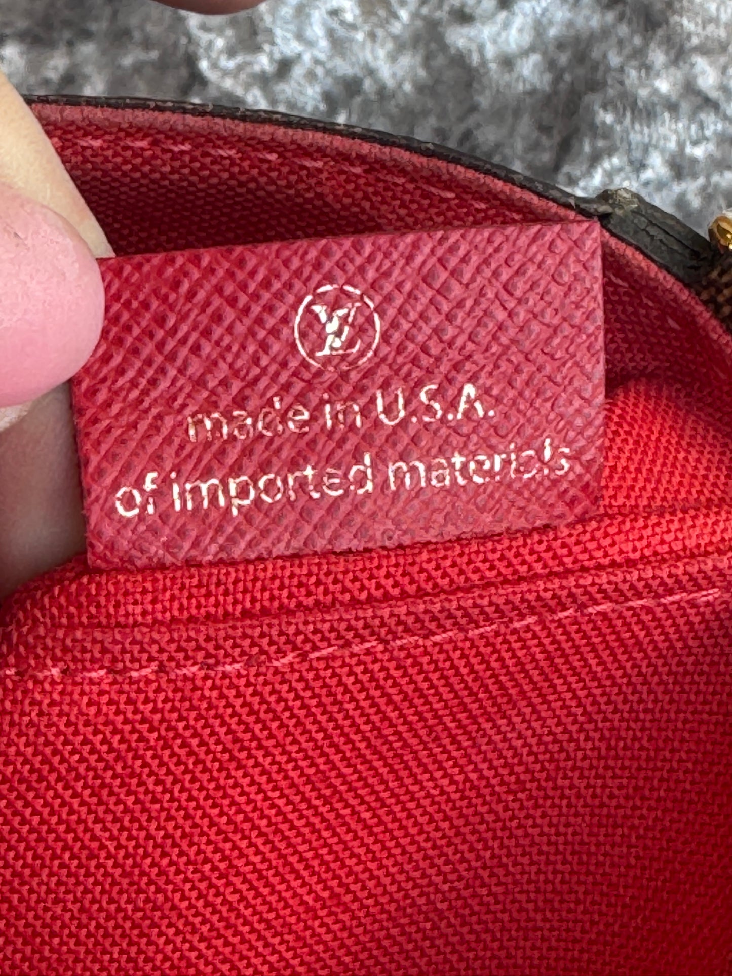 Louis Vuitton Felicie Pochette Damier Ebene Crossbody Brown/Red