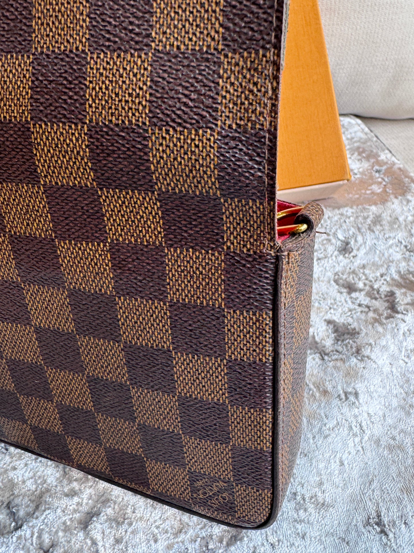 Louis Vuitton Felicie Pochette Damier Ebene Crossbody Brown/Red