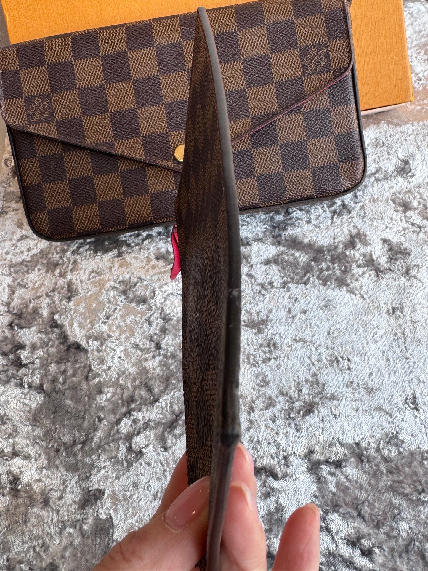 Louis Vuitton Felicie Pochette Damier Ebene Crossbody Brown/Red