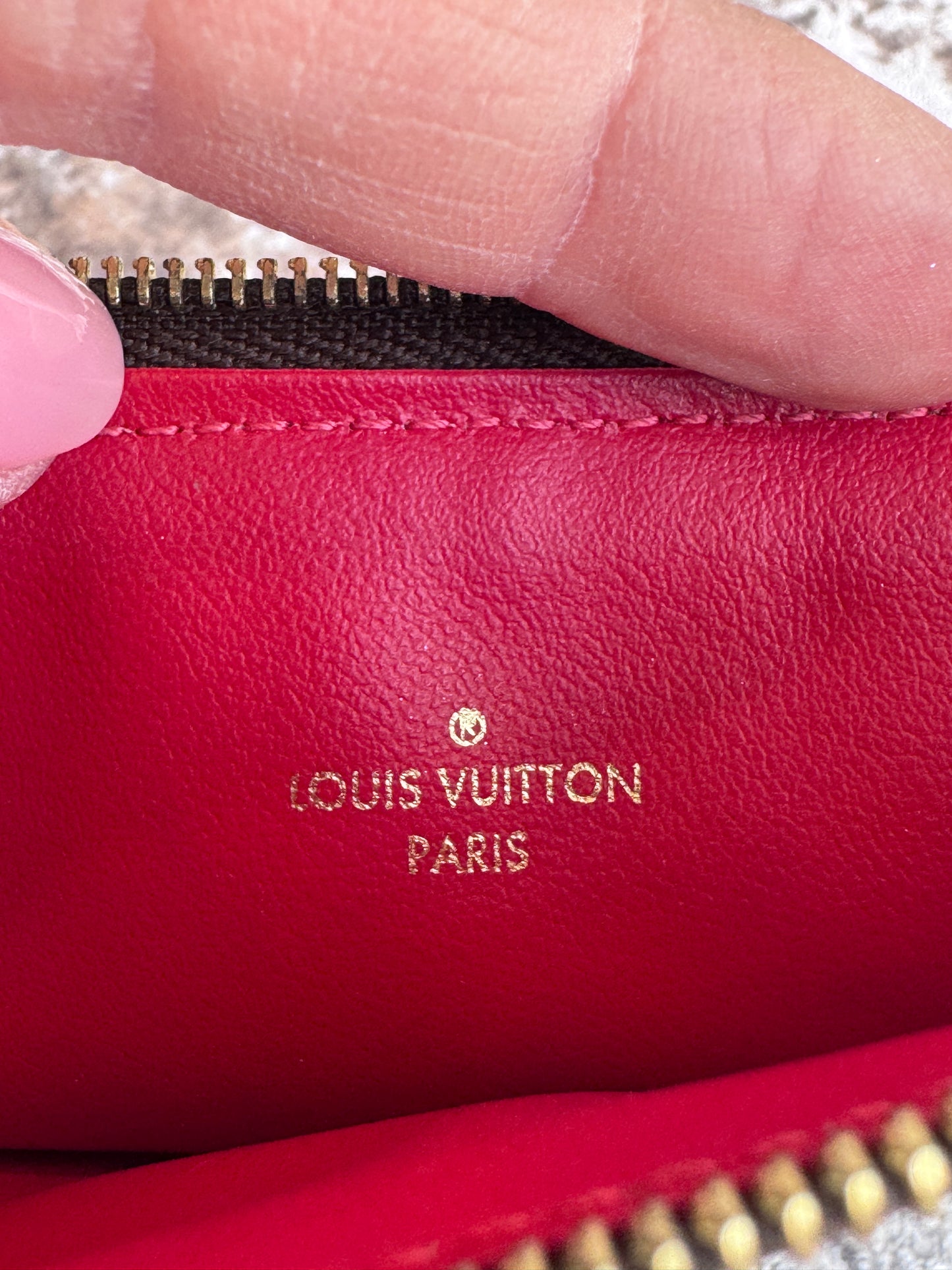 Louis Vuitton Felicie Pochette Damier Ebene Crossbody Brown/Red