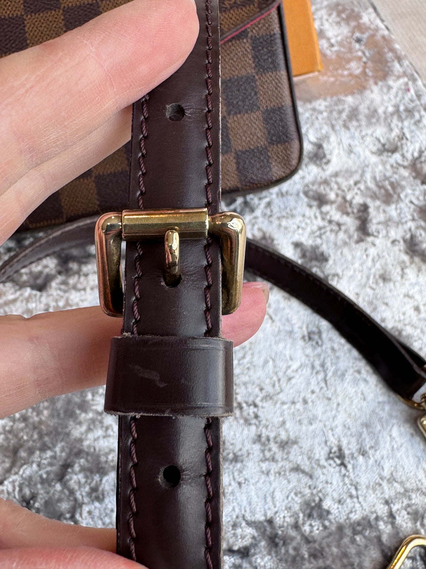 Louis Vuitton Felicie Pochette Damier Ebene Crossbody Brown/Red