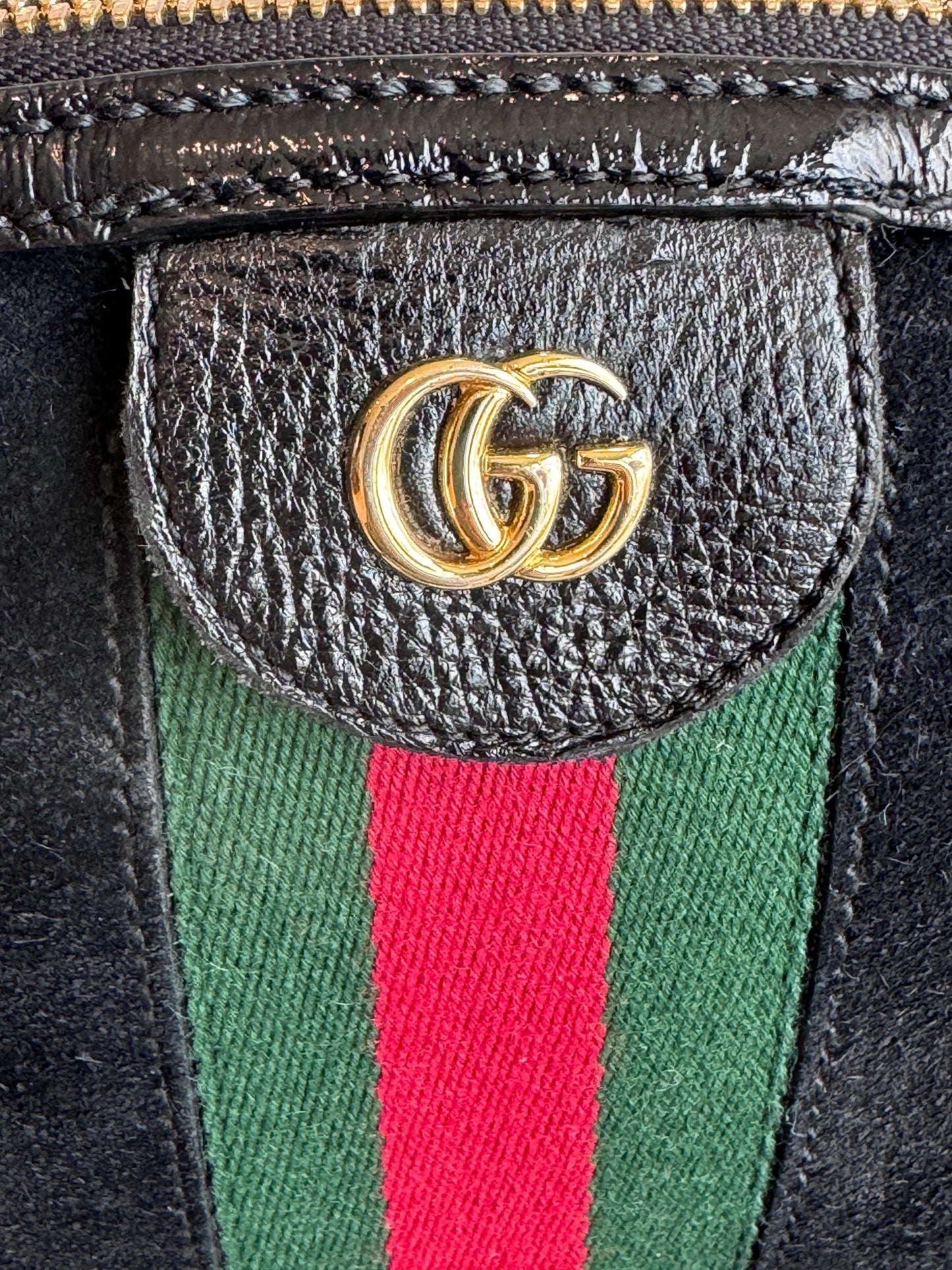 GUCCI Small Black Suede Ophidia Crossbody Bag