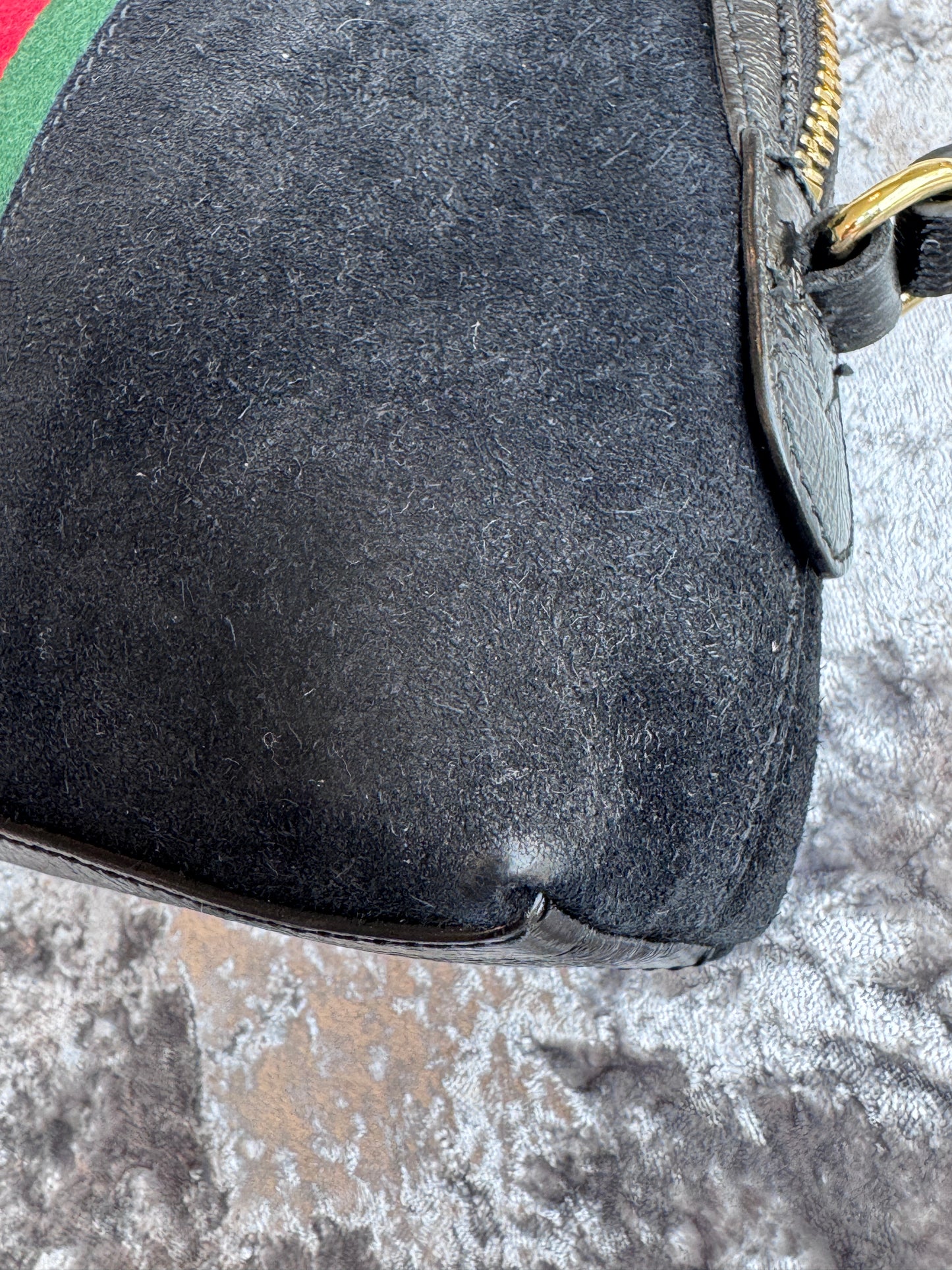 GUCCI Small Black Suede Ophidia Crossbody Bag