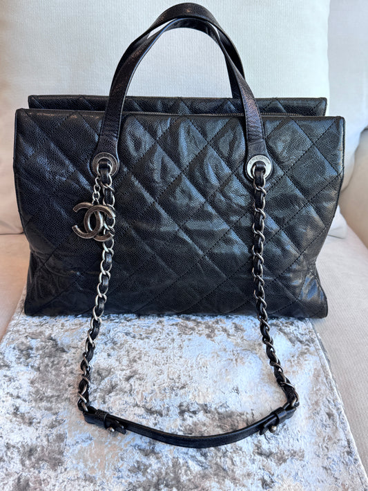 Chanel Crave Quilted Glazed Caviar Tote