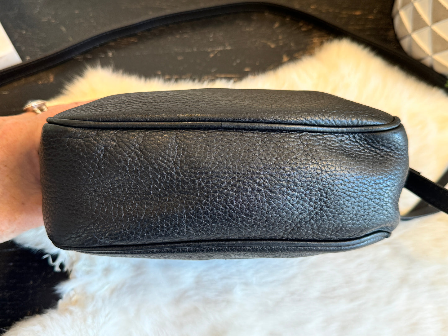 GUCCI Soho Disco Black Pebbled Camera Bag