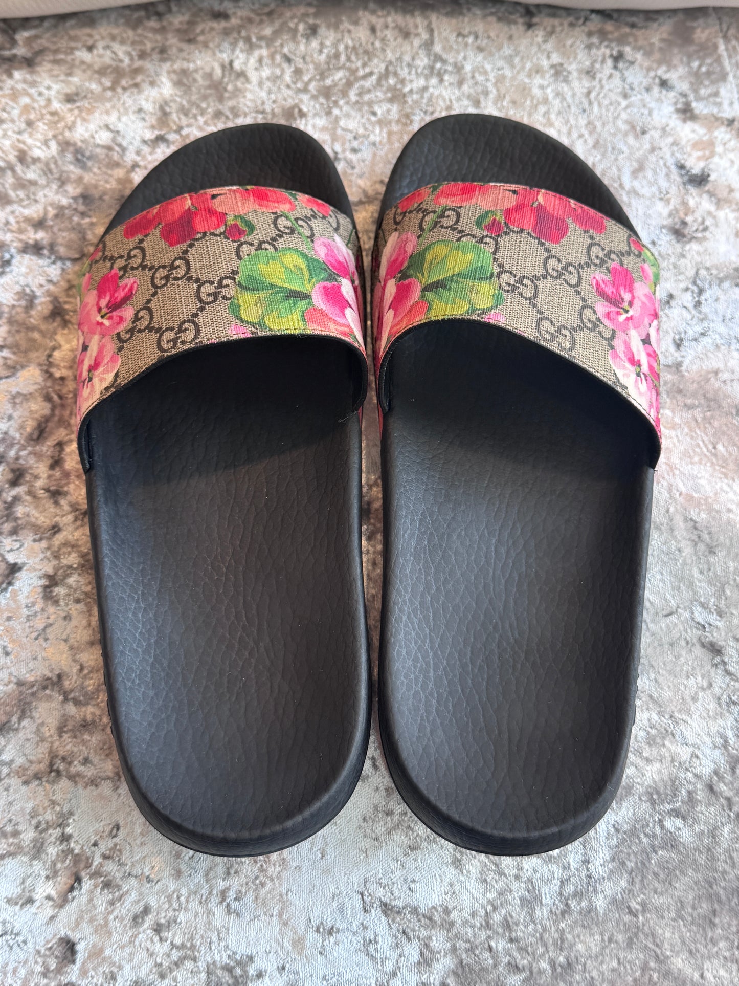GUCCI Supreme Canvas Blooms Women's Slides 40EU