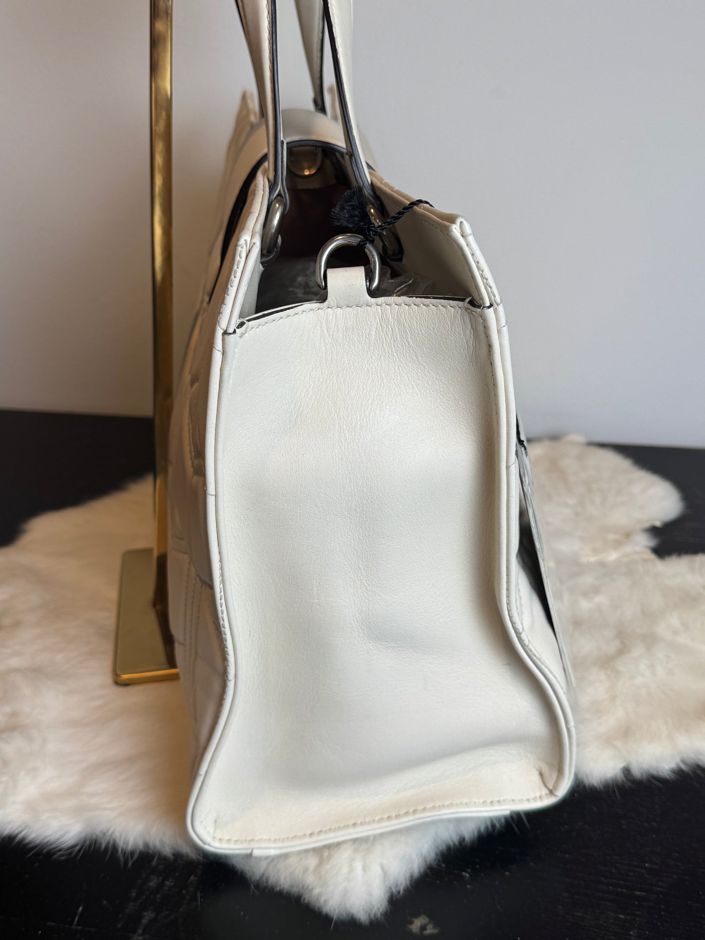 GUCCI Ivory Leather GG Marmont Dionysus Large Tote Bag