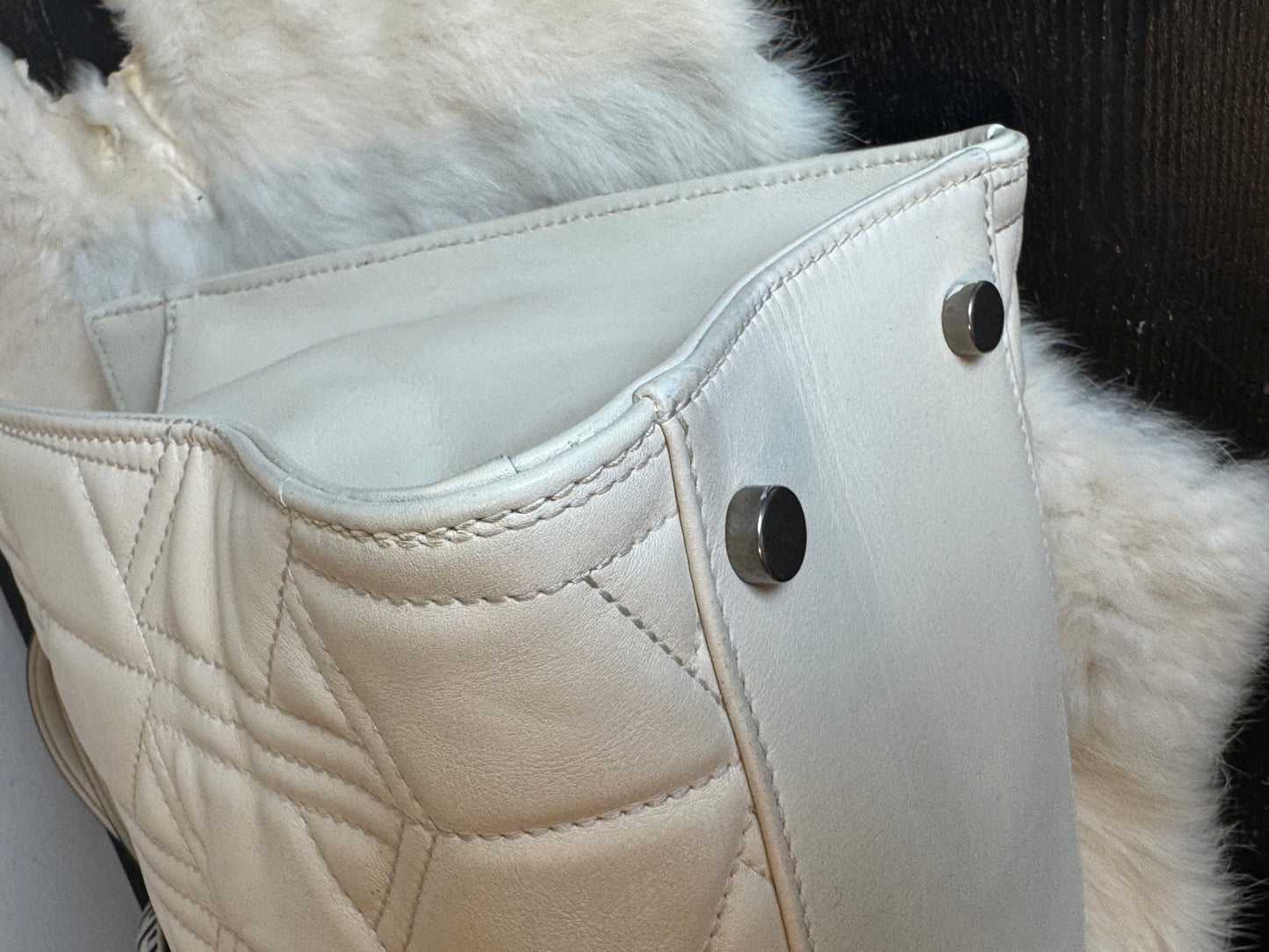 GUCCI Ivory Leather GG Marmont Dionysus Large Tote Bag