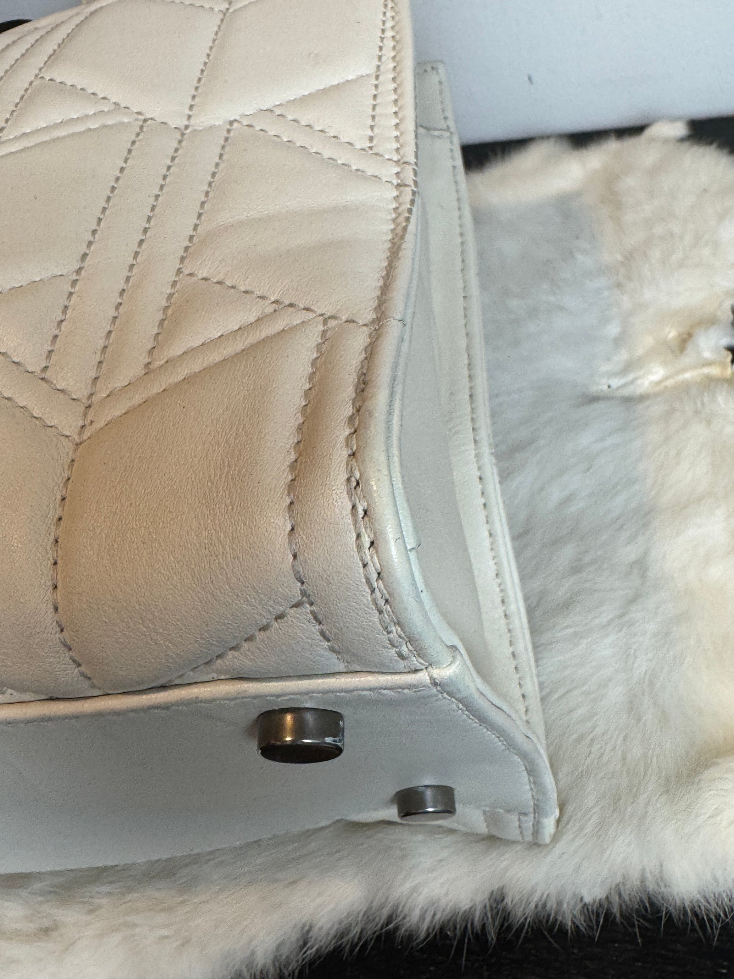 GUCCI Ivory Leather GG Marmont Dionysus Large Tote Bag