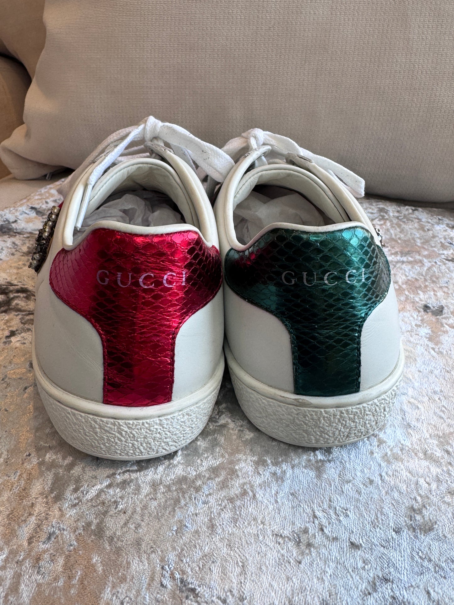 GUCCI Ace Sword Hearts Women's Sneakers 38EU