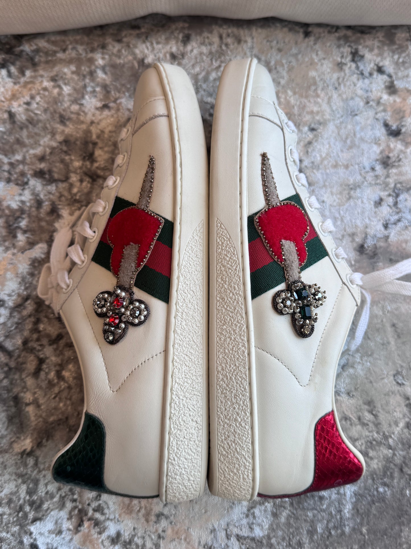 GUCCI Ace Sword Hearts Women's Sneakers 38EU