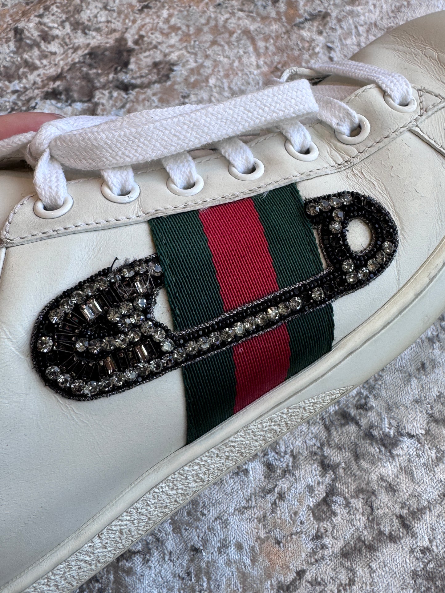 Gucci Ace Safety Pins Women's Sneakers Size 37.5EU