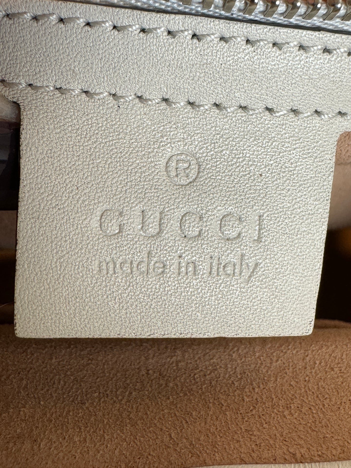 GUCCI Ivory Leather GG Marmont Dionysus Medium Bag