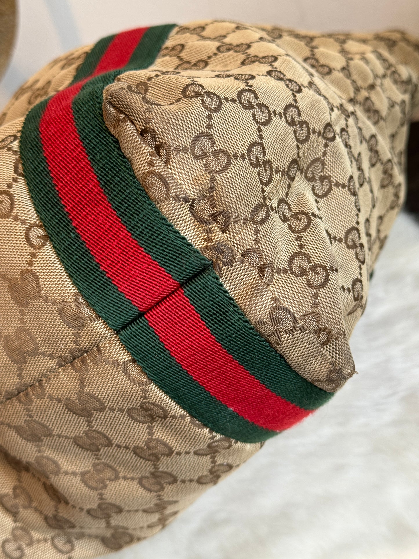 GUCCI Lt Brown Canvas Sherry Line Web Tote