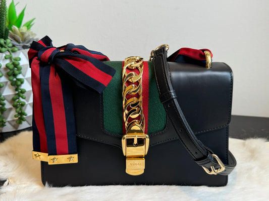 GUCCI Sylvie Small Bag 2-Way Black Strap