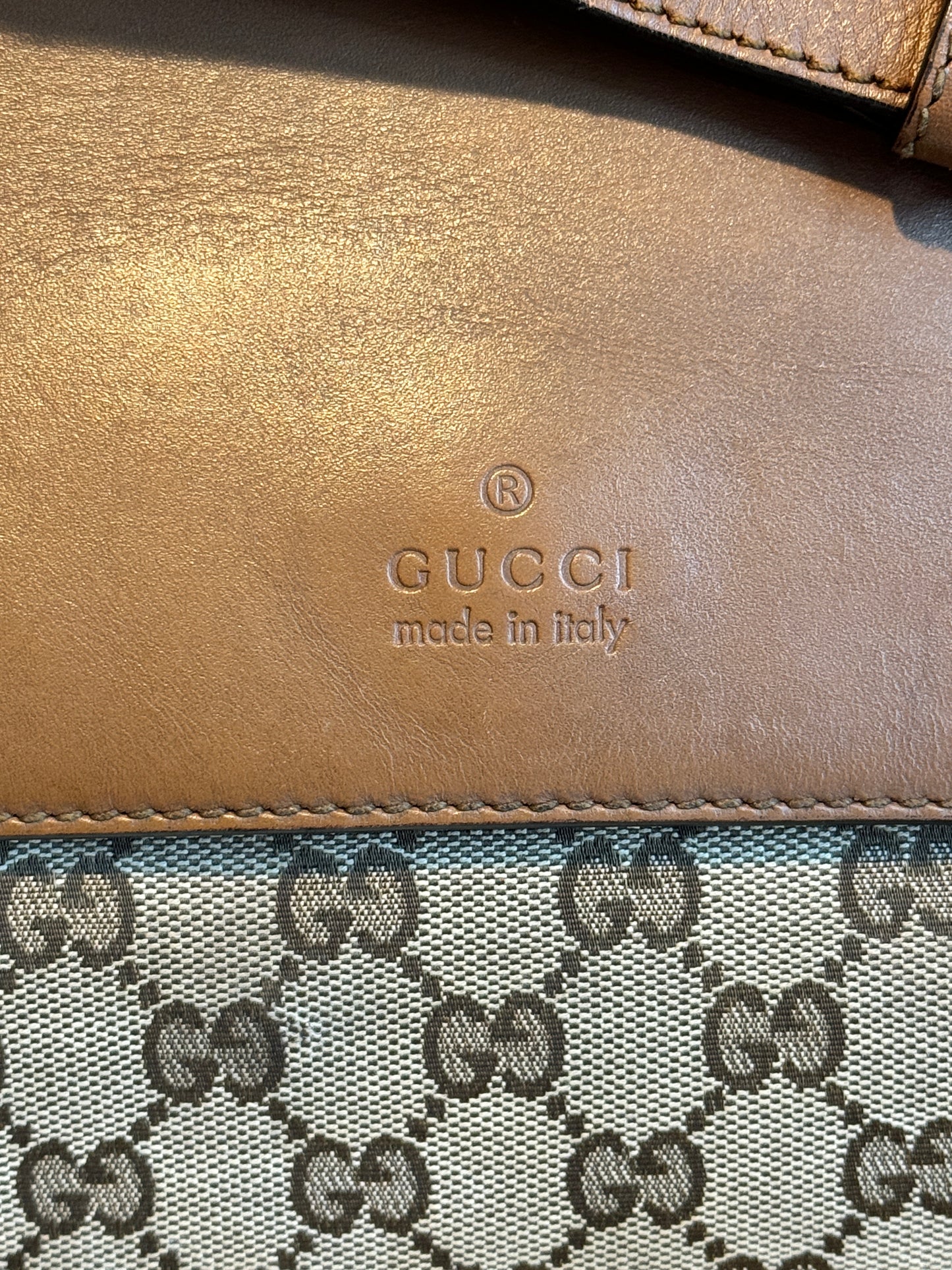 GUCCI Canvas Medium Messenger Lt Brown Bag