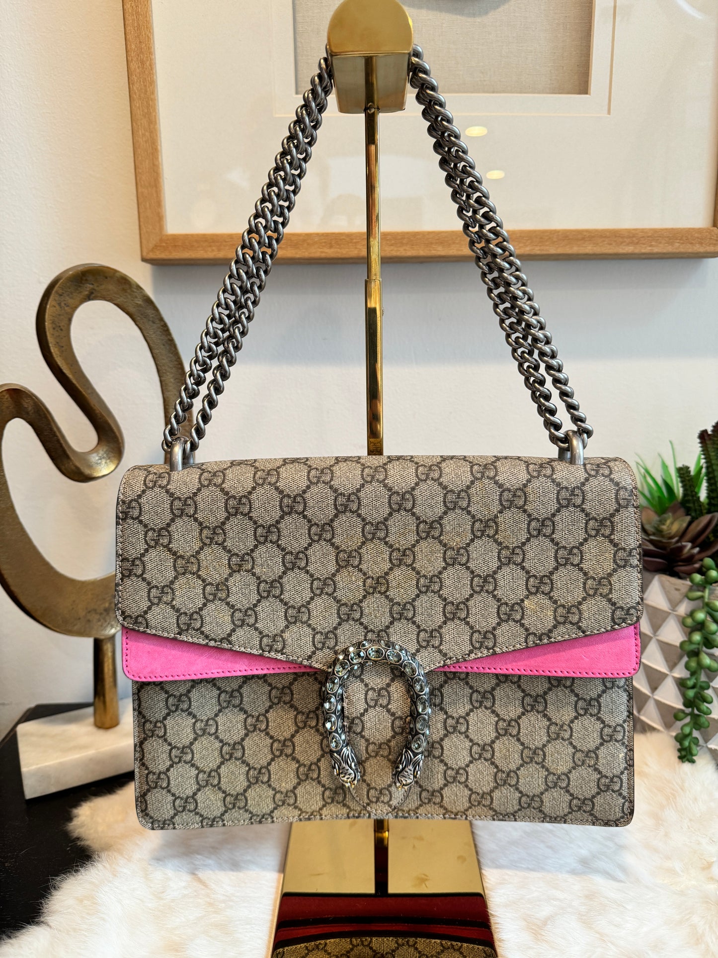 GUCCI GG Supreme Dionysus Medium Handbag PINK