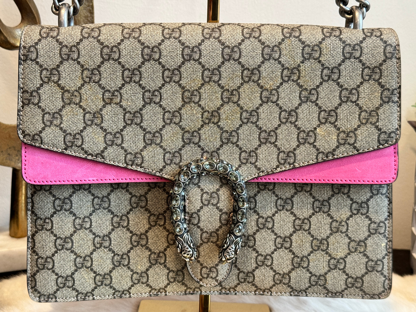 GUCCI GG Supreme Dionysus Medium Handbag PINK