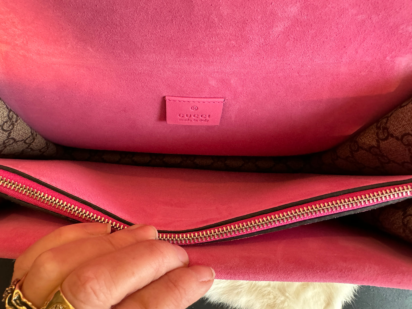 GUCCI GG Supreme Dionysus Medium Handbag PINK