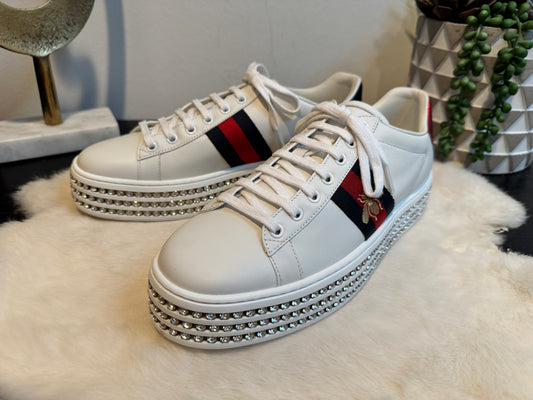 GUCCI Ace Rhinestone Platform Sneakers Women's 39.5/40EU