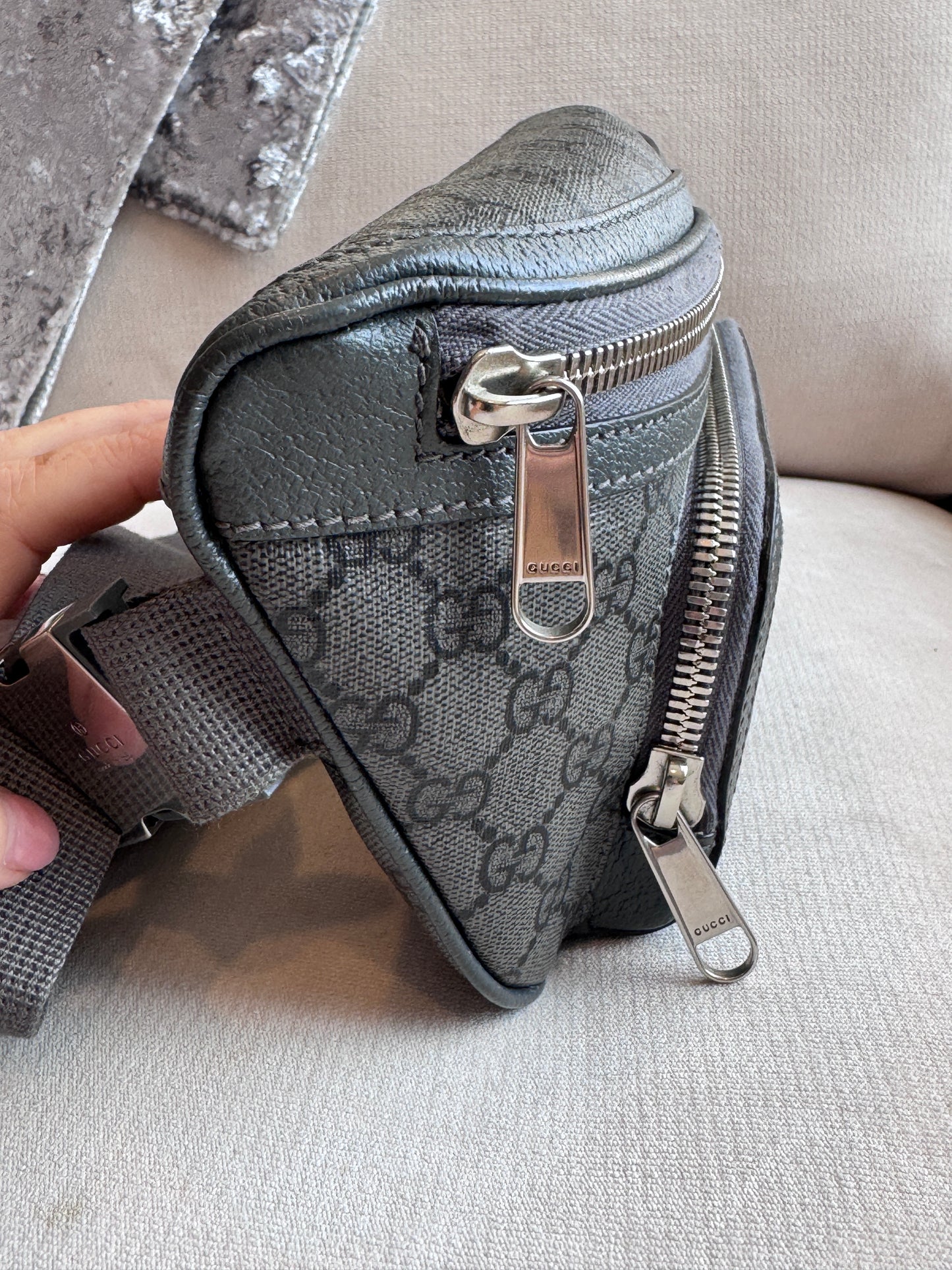 GUCCI Grey Ophidia GG Supreme Belt Waist Bumbag