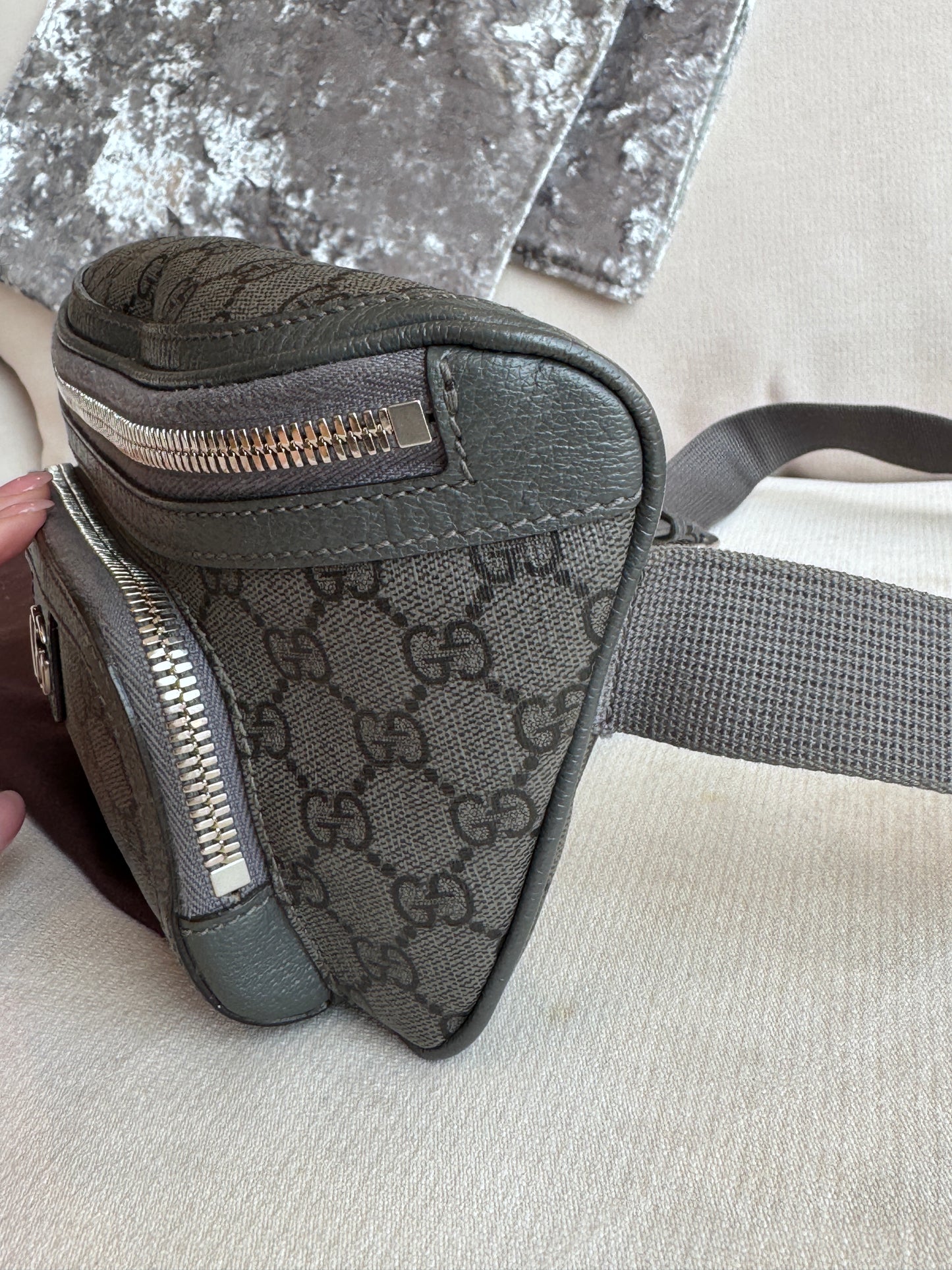 GUCCI Grey Ophidia GG Supreme Belt Waist Bumbag