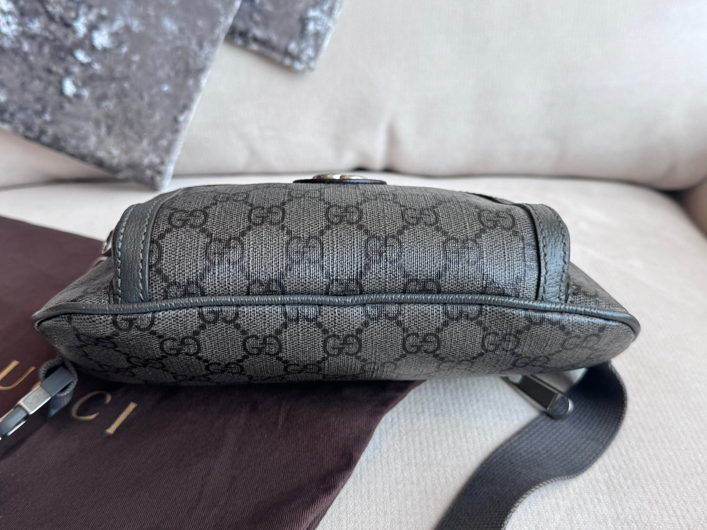 GUCCI Grey Ophidia GG Supreme Belt Waist Bumbag