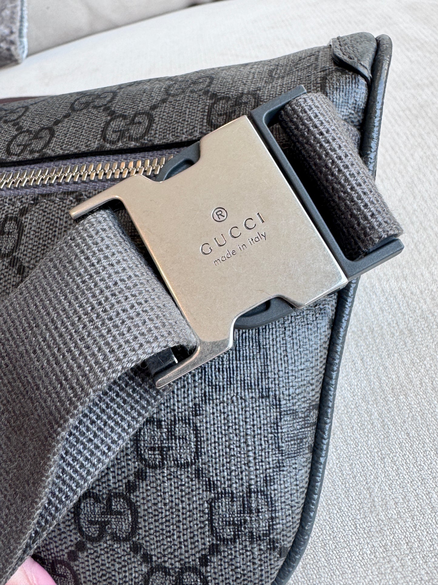GUCCI Grey Ophidia GG Supreme Belt Waist Bumbag