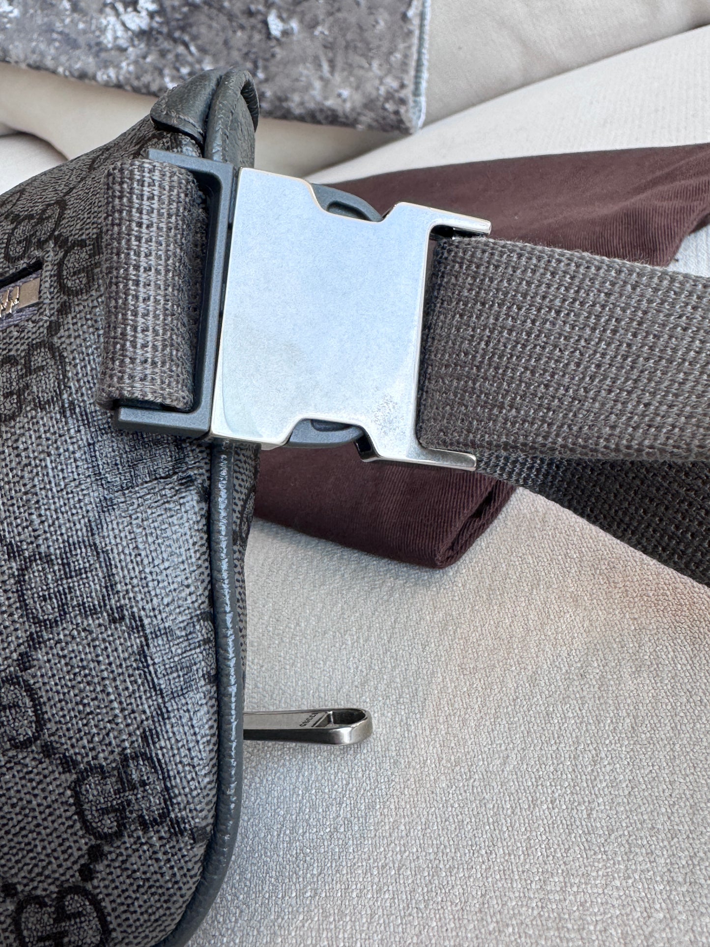 GUCCI Grey Ophidia GG Supreme Belt Waist Bumbag