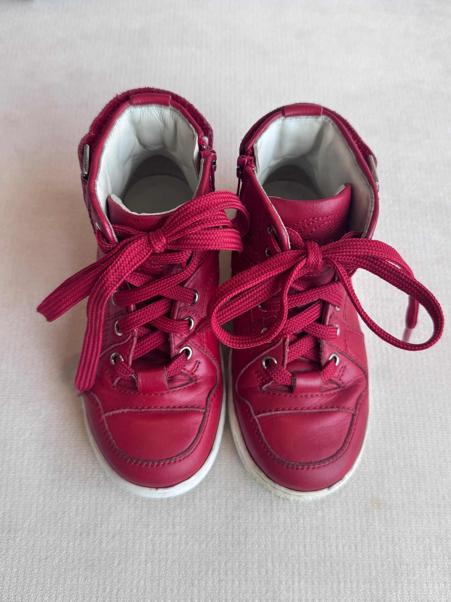 GUCCI Kids Red Leather High Tops Size 24EU