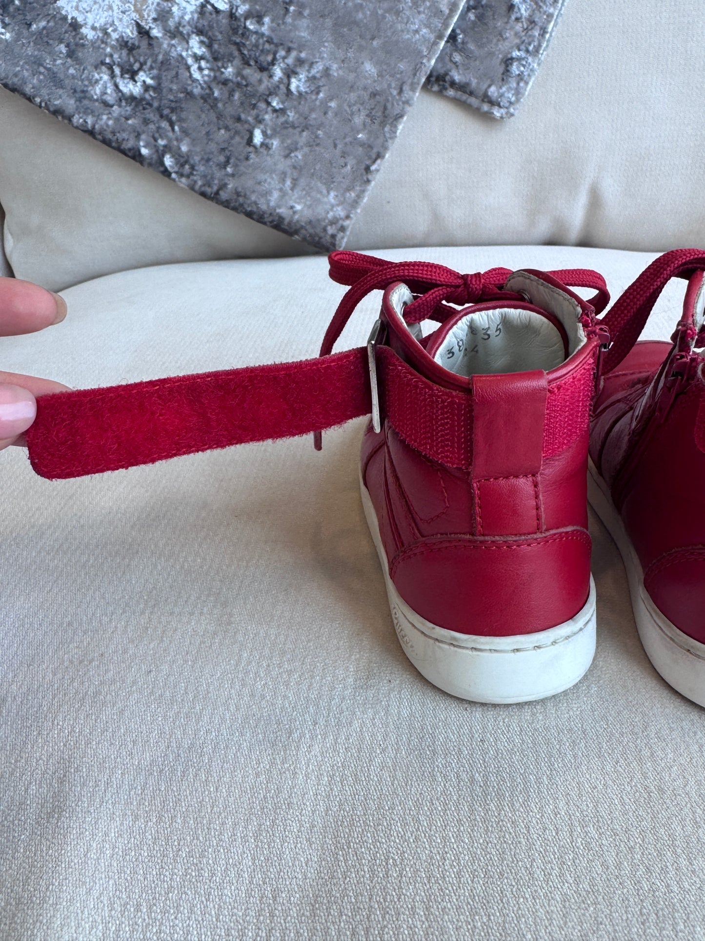 GUCCI Kids Red Leather High Tops Size 24EU