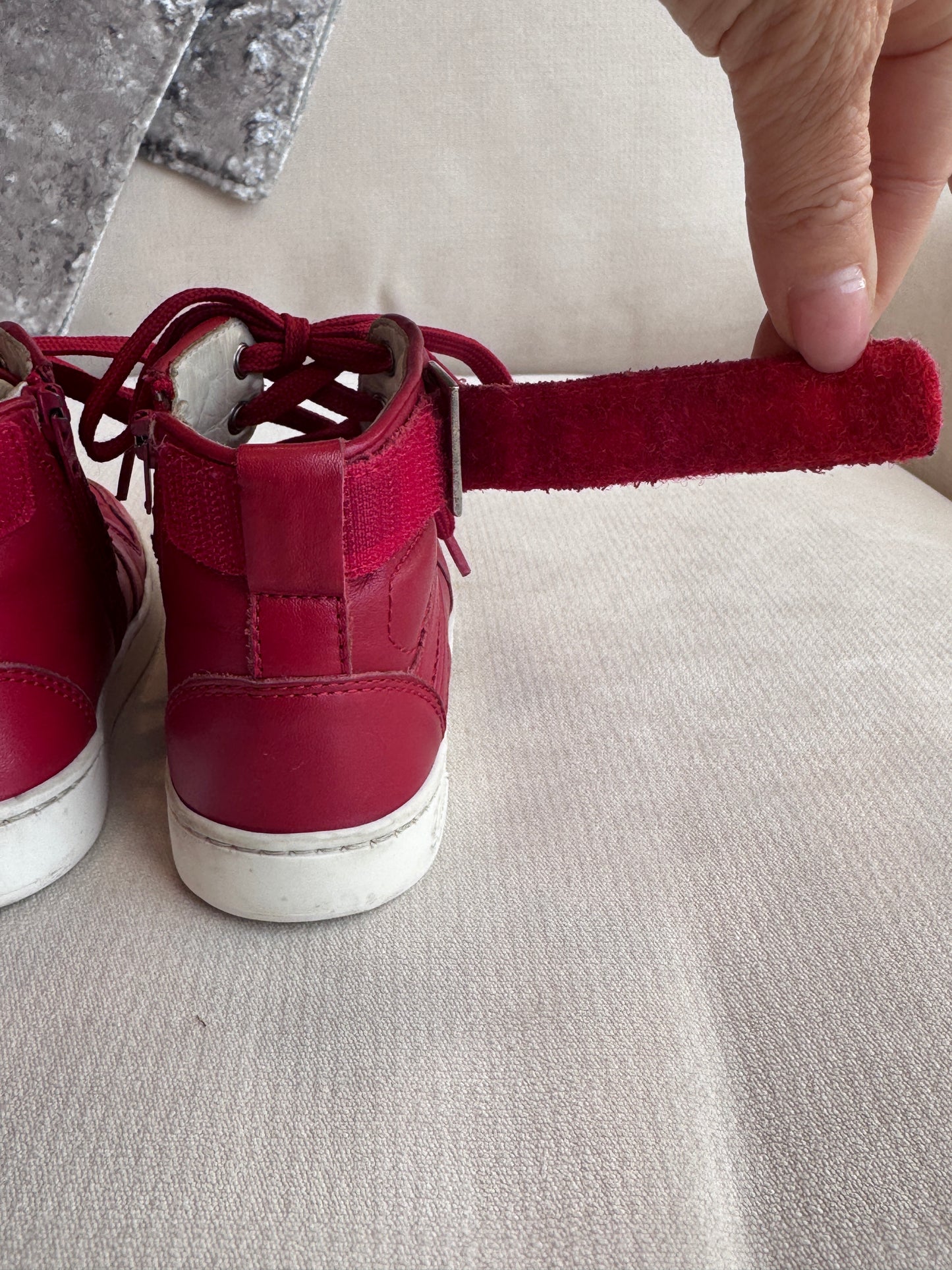 GUCCI Kids Red Leather High Tops Size 24EU