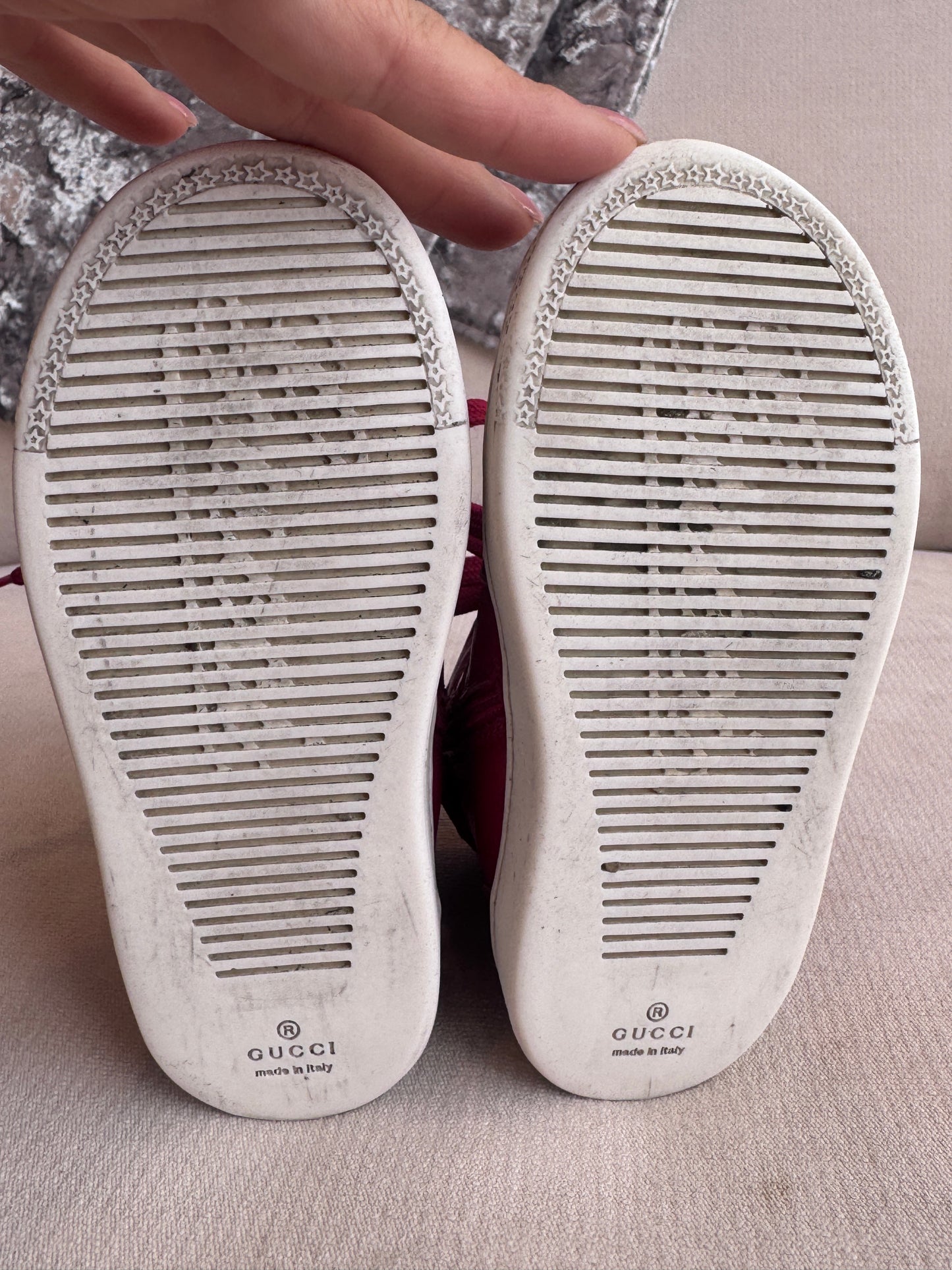 GUCCI Kids Red Leather High Tops Size 24EU