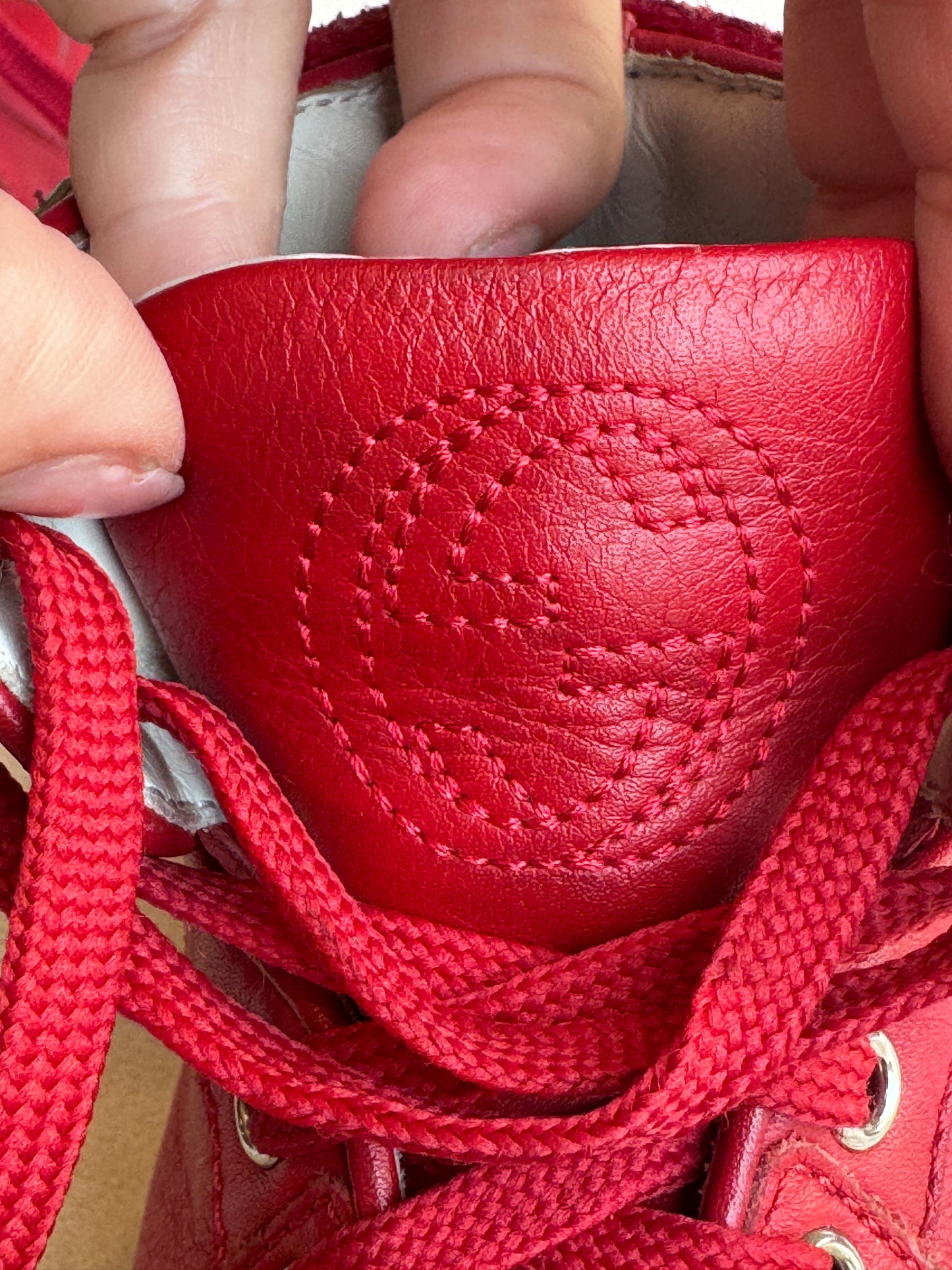 GUCCI Kids Red Leather High Tops Size 24EU