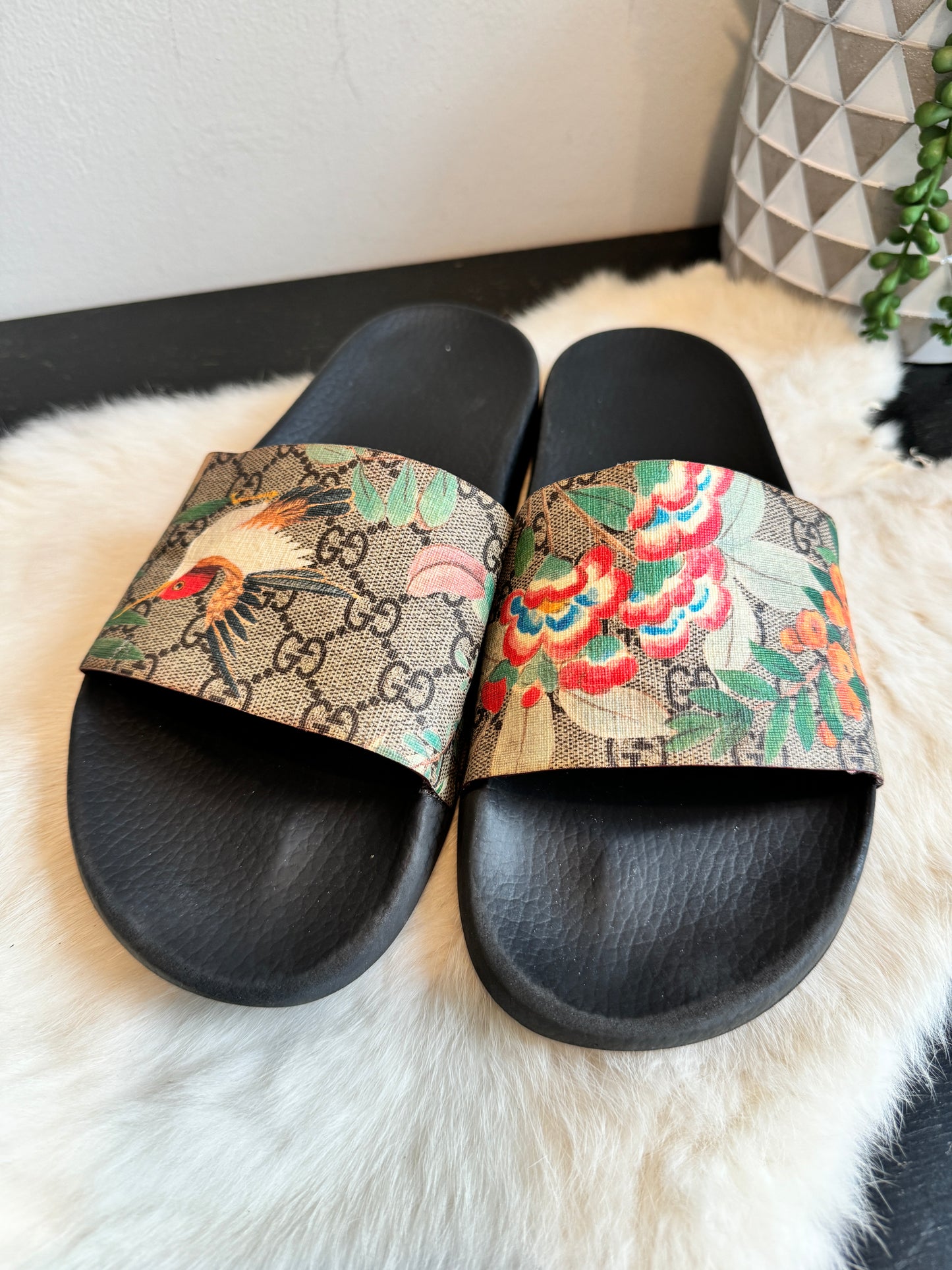 GUCCI Supreme Canvas Tian Mens Slides 10EU