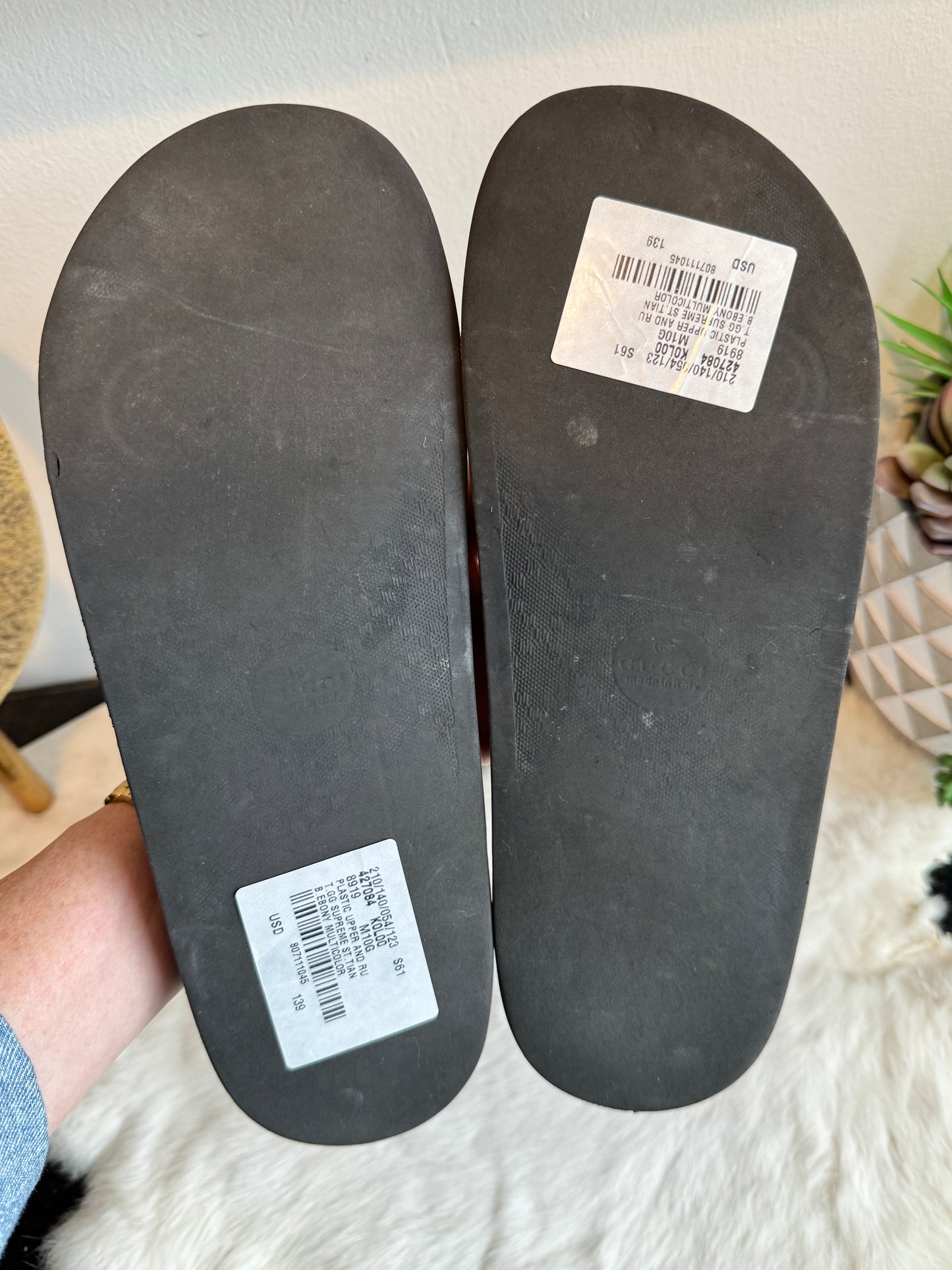 GUCCI Supreme Canvas Tian Mens Slides 10EU