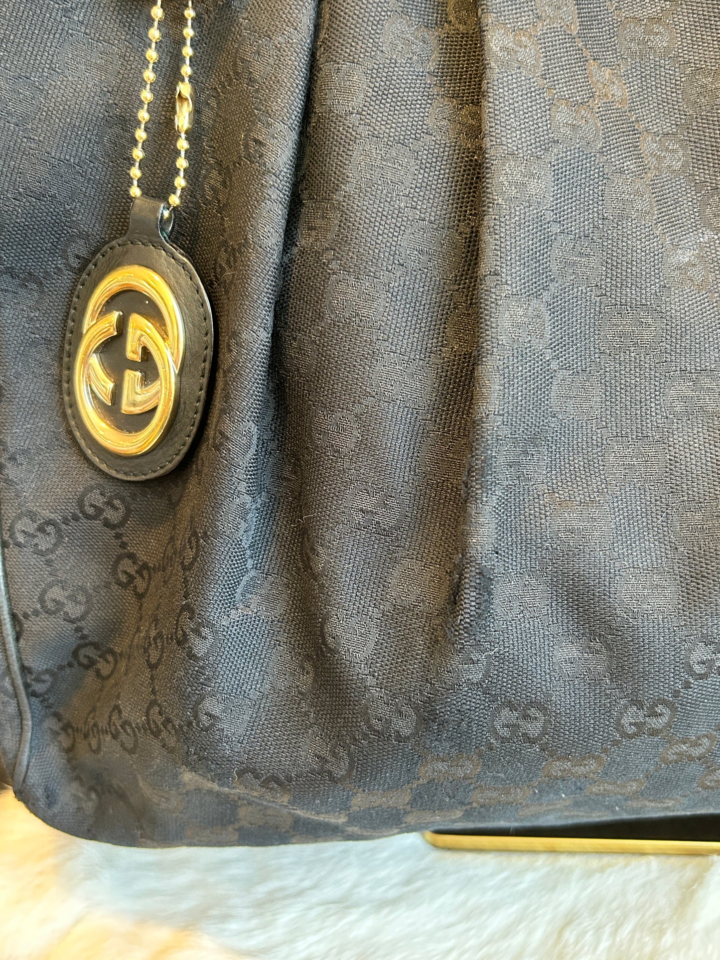 GUCCI Sukey Large GG Canvas Tote Bag Black