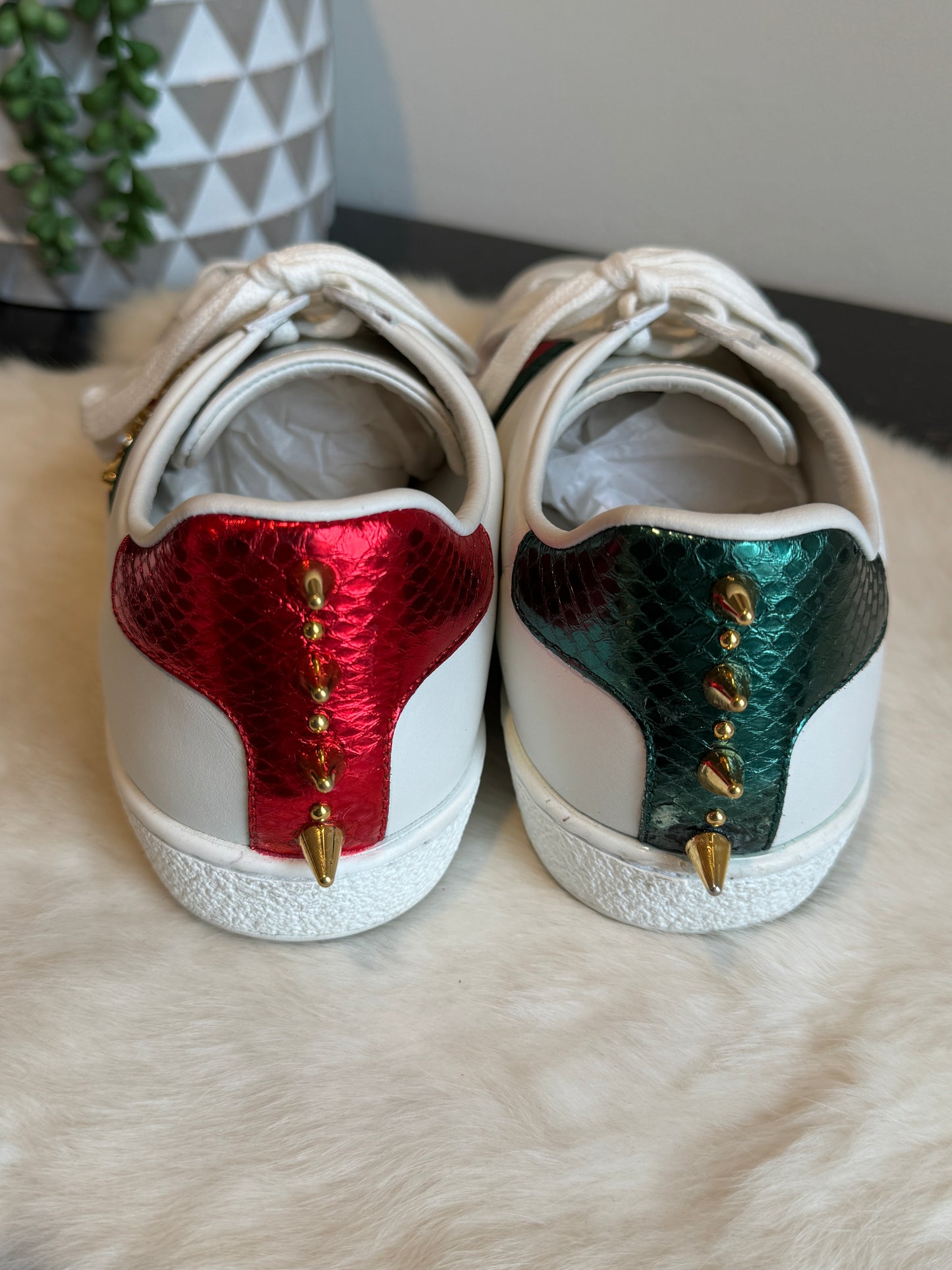 GUCCI Ace Pearl Spikes Sneakers 38EU