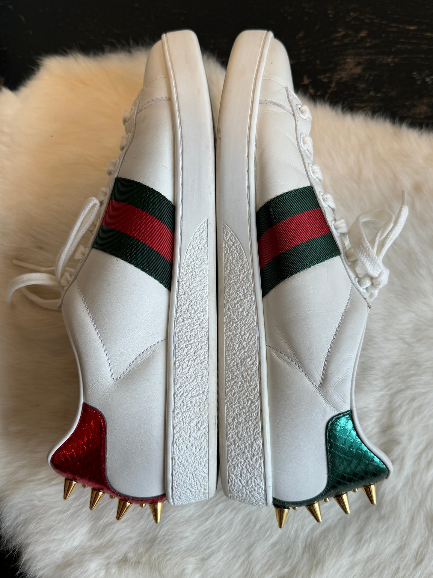 GUCCI Ace Pearl Spikes Sneakers 38EU