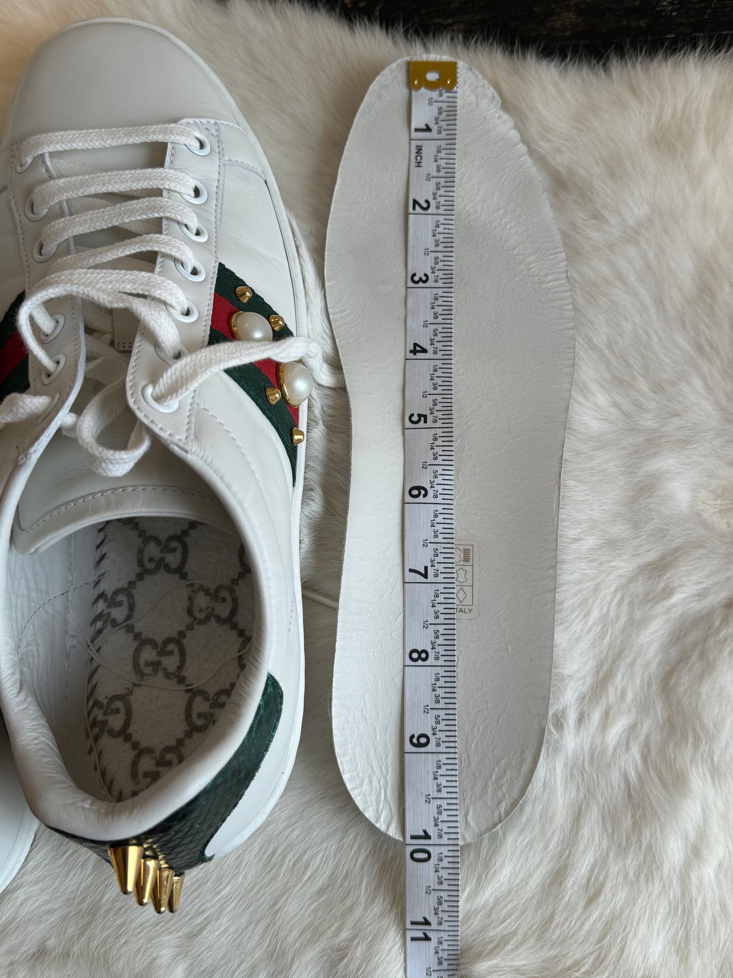 GUCCI Ace Pearl Spikes Sneakers 38EU