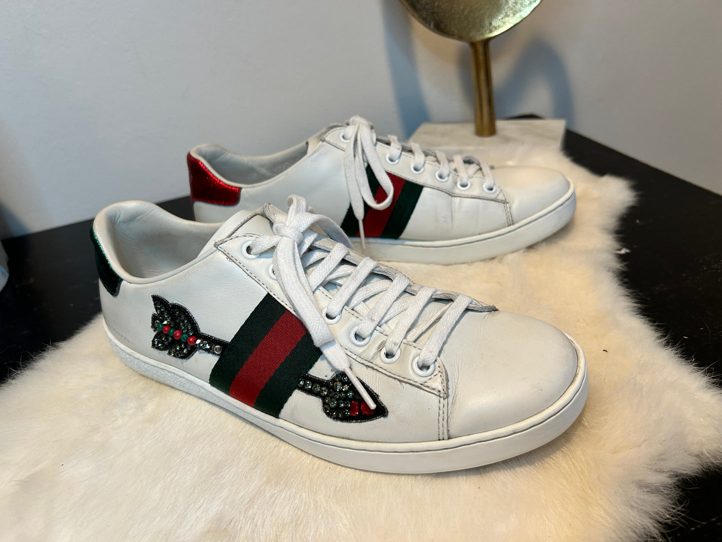 GUCCI Ace Rhinestone Arrow Sneakers Women's 39