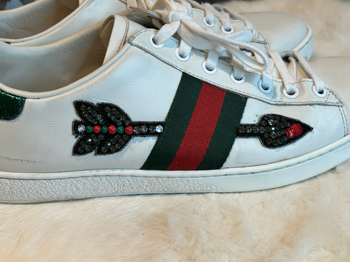 GUCCI Ace Rhinestone Arrow Sneakers Women's 39