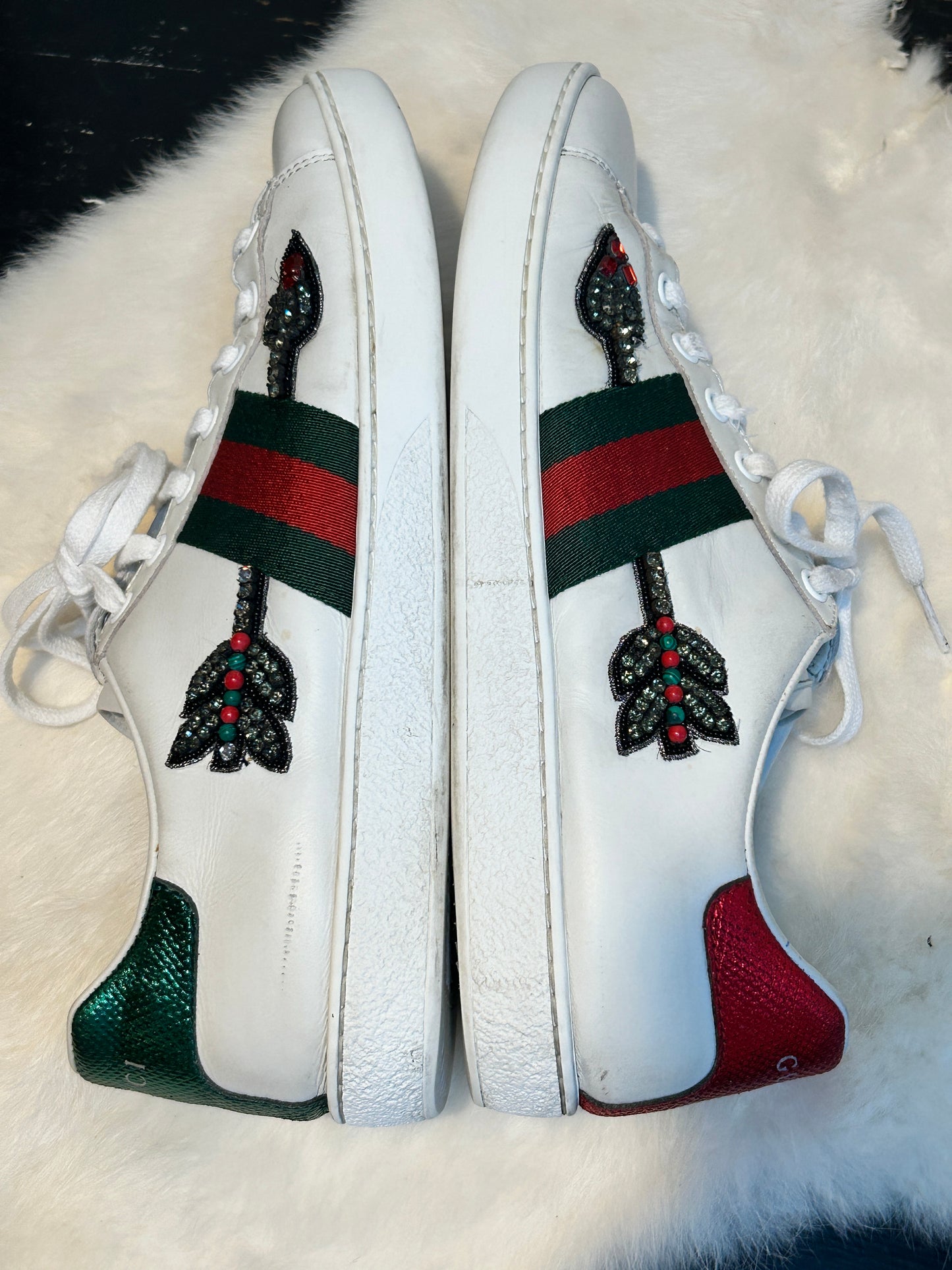 GUCCI Ace Rhinestone Arrow Sneakers Women's 39